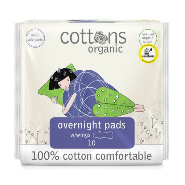 Cottons Organic Overnight Pads with Wings